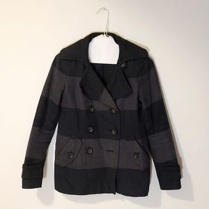Black and Grey Stripes Thinsulate Gap Pea Coat